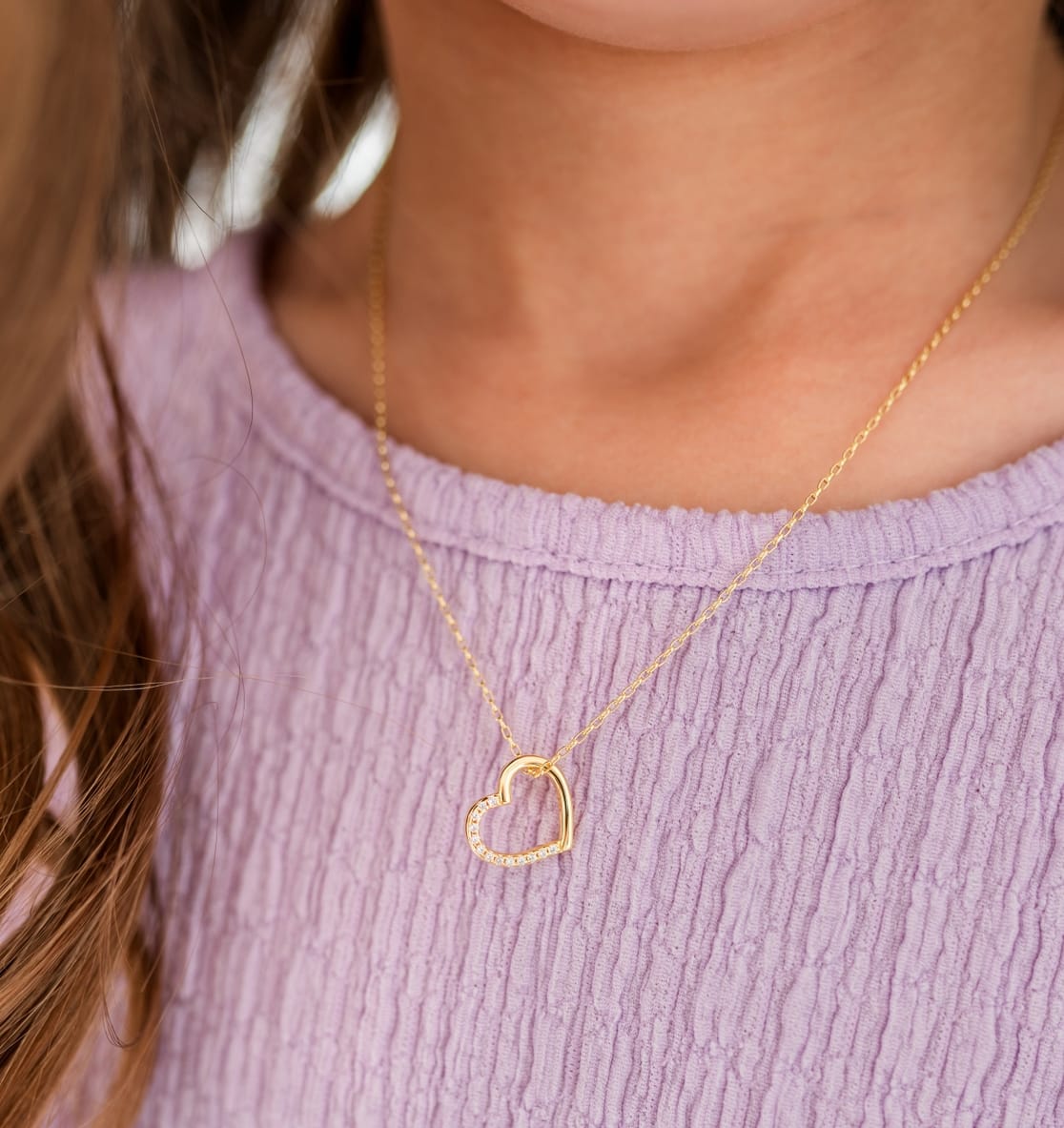 Children’s 14K Gold-Plated Floating Heart 14" Necklace