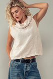 Urban Daizy Hailee Cowl Neck Sleeveless Crochet Sweater