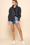 Cezele Ruffle Collar Button Down Blouse in Black