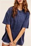 La Miel La Miel Mineral Washed Short Sleeve Oversized Top - Little Miss Muffin Children & Home
