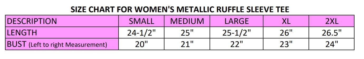 Bomb Designs Bomb Designs Sequin Cheers Women's Metallic Ruffle Sleeve Tee - Little Miss Muffin Children & Home