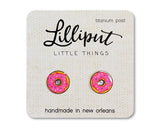 Lilliput Little Things Pink Sprinkle Donut Earrings