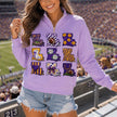 Louisiana Tigers Purple & Yellow Sequin Quarter Zip Sweatshirt