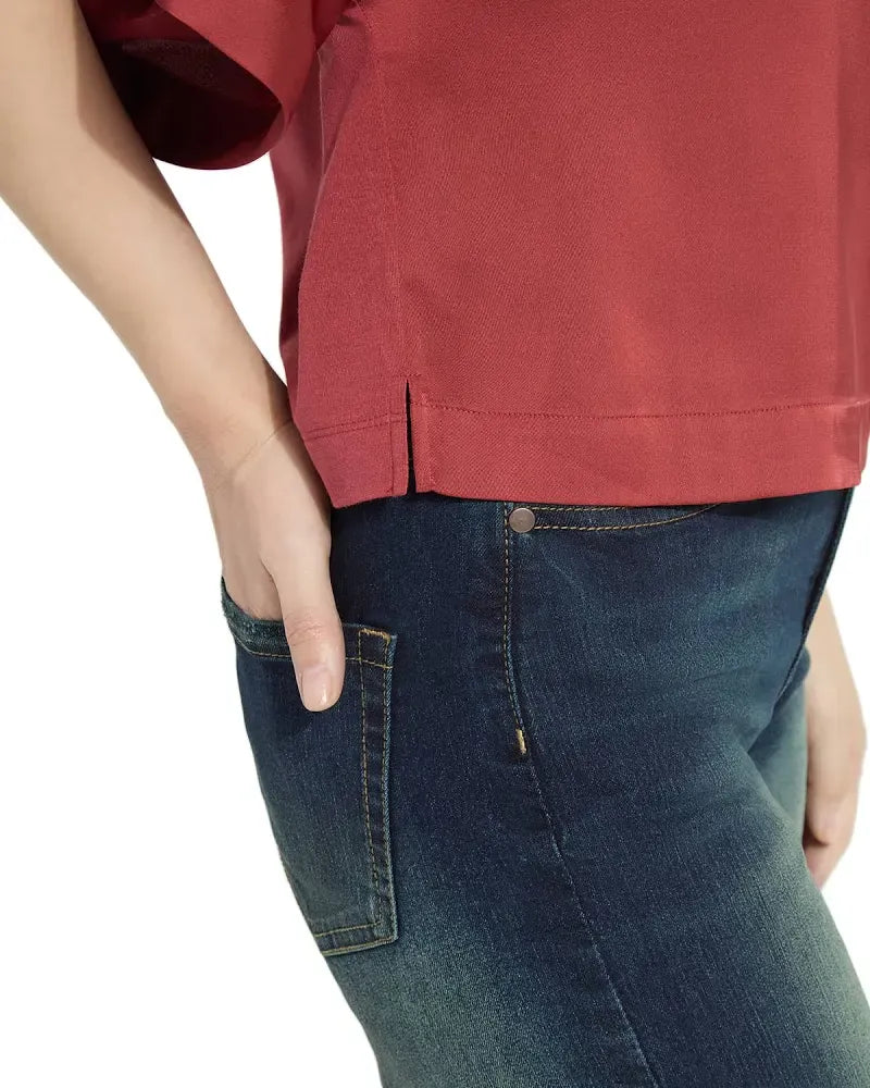 Ginger Mix-Media Dolman Tee in Copper Blush
