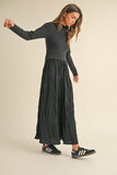 Miou Muse Sweater Combo Dress in Black