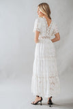 Floral Lace Trim Maxi Dress, Ivory