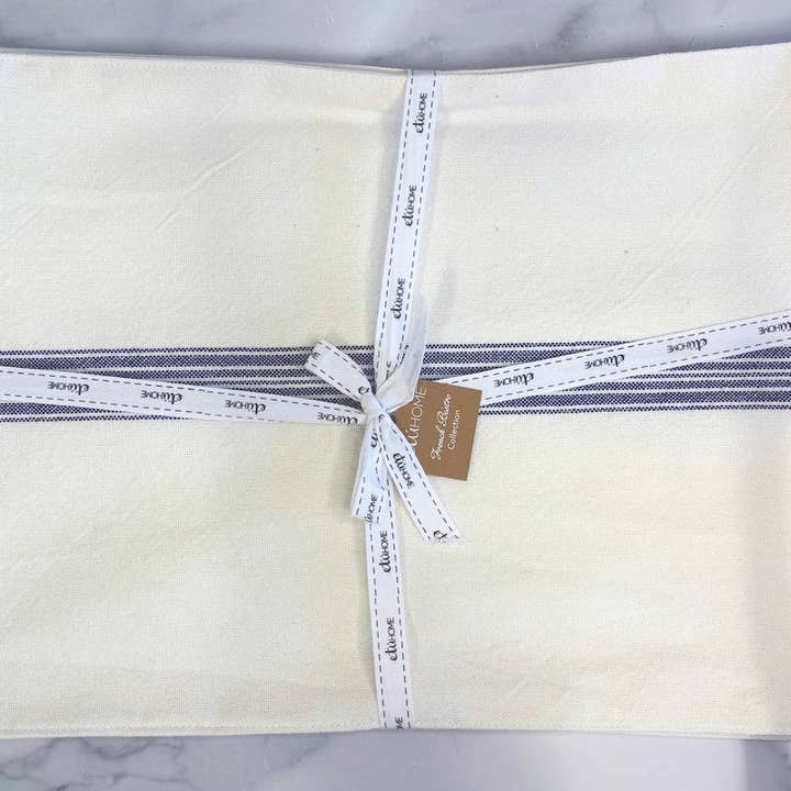 white and blue kitchen placemat