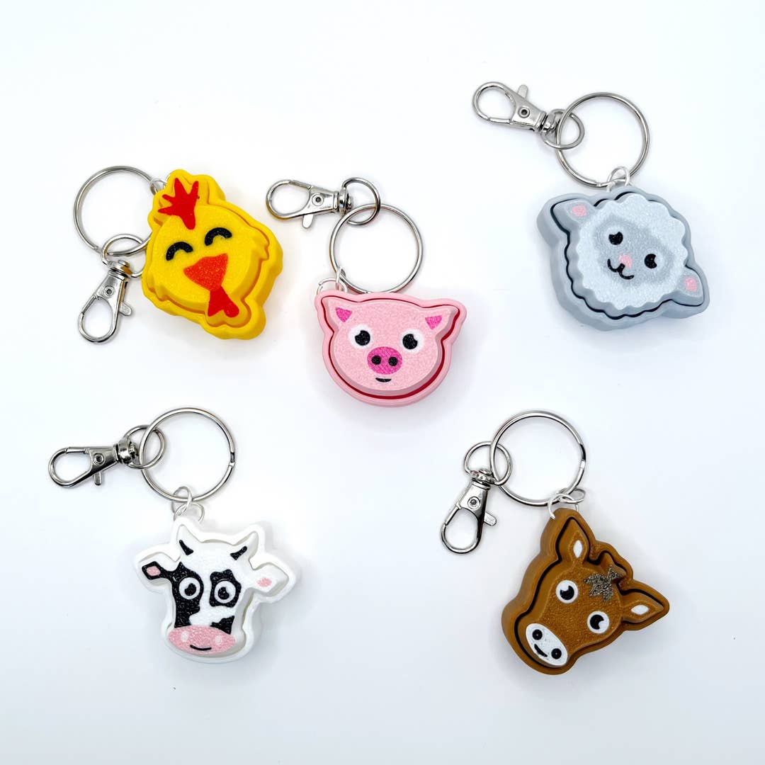 Farm Animal Clicker Keychain, 6 Available Styles
