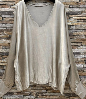 Loowie Dressy Satin Blouse in Light Gold