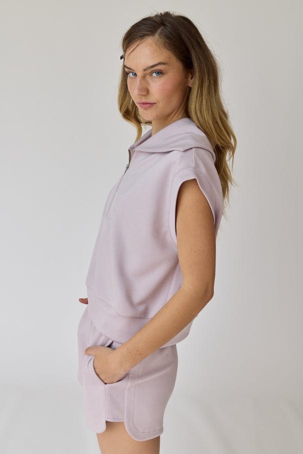 Papermoon Papermoon Blake Half Zip Sleeveless Sweatshirt & Shorts Set in Lilac - Little Miss Muffin Children & Home