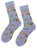 Mardi Gras Creations Let Them Eat King Cake Ribbed Adult Crew Socks - Lavender