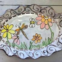 Heartfelt Traditions Dragonfly Flower Swirl Small Oval Tray - Little Miss Muffin Children & Home