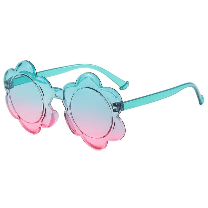 Kids Green & Pink Flower Shaped Sunglasses