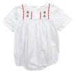 white baby romper with christmas trees