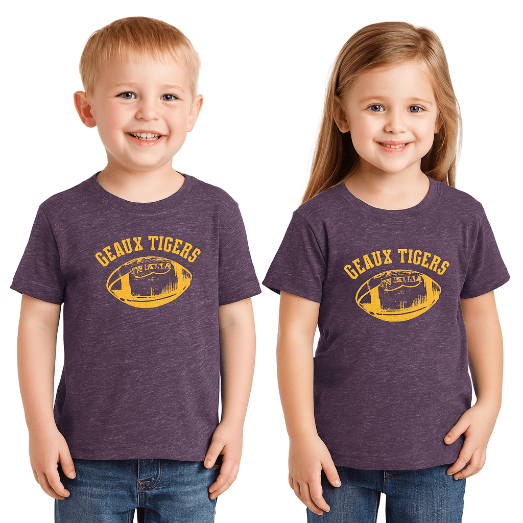 Whereable Art Geaux Tigers Toddler Heather Tee in Purple - Little Miss Muffin Children & Home