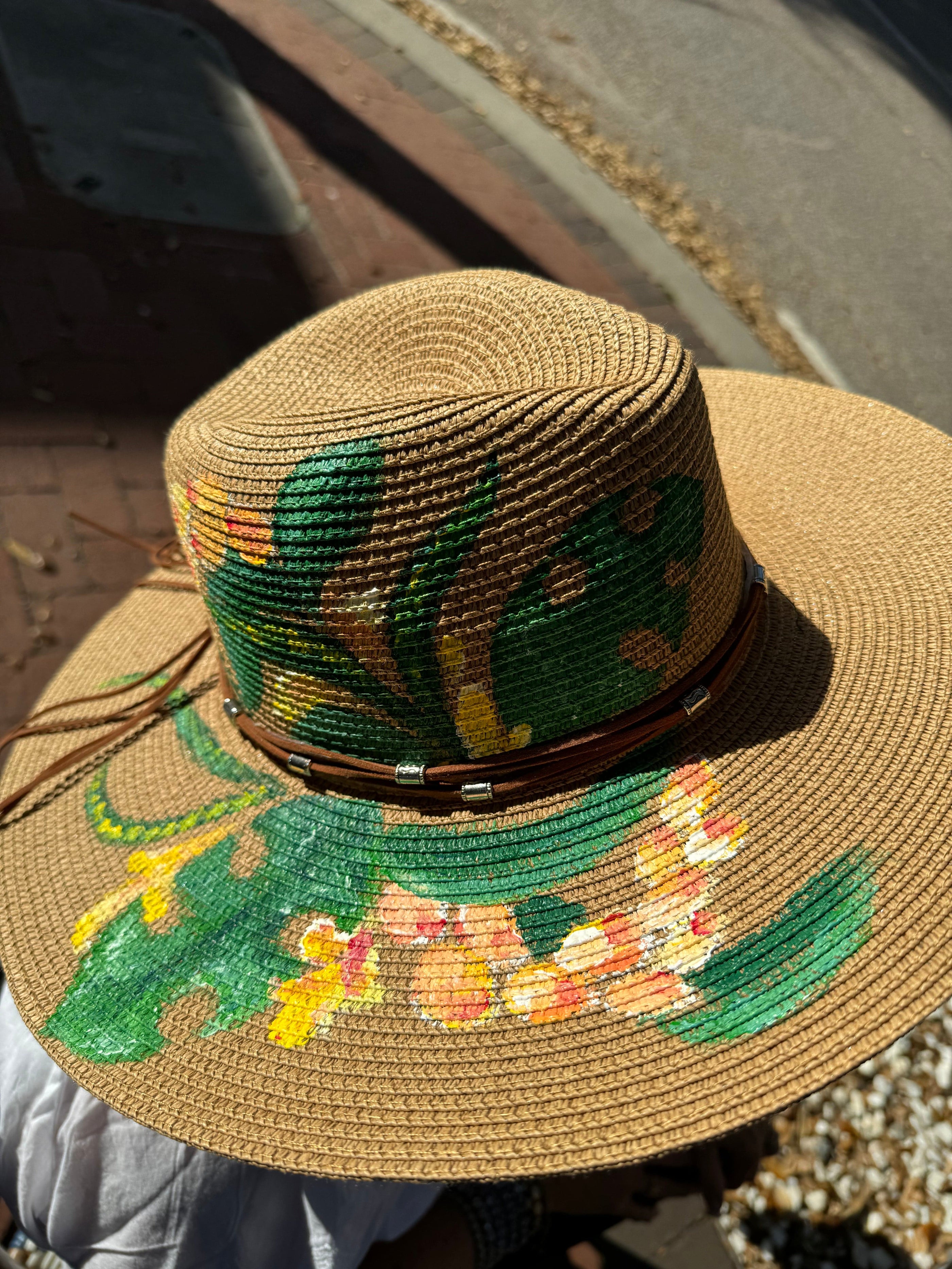 Little Miss Muffin Exclusive Michelle's Art Box Hand-Painted Hibiscus Floppy Hat - Little Miss Muffin Children & Home