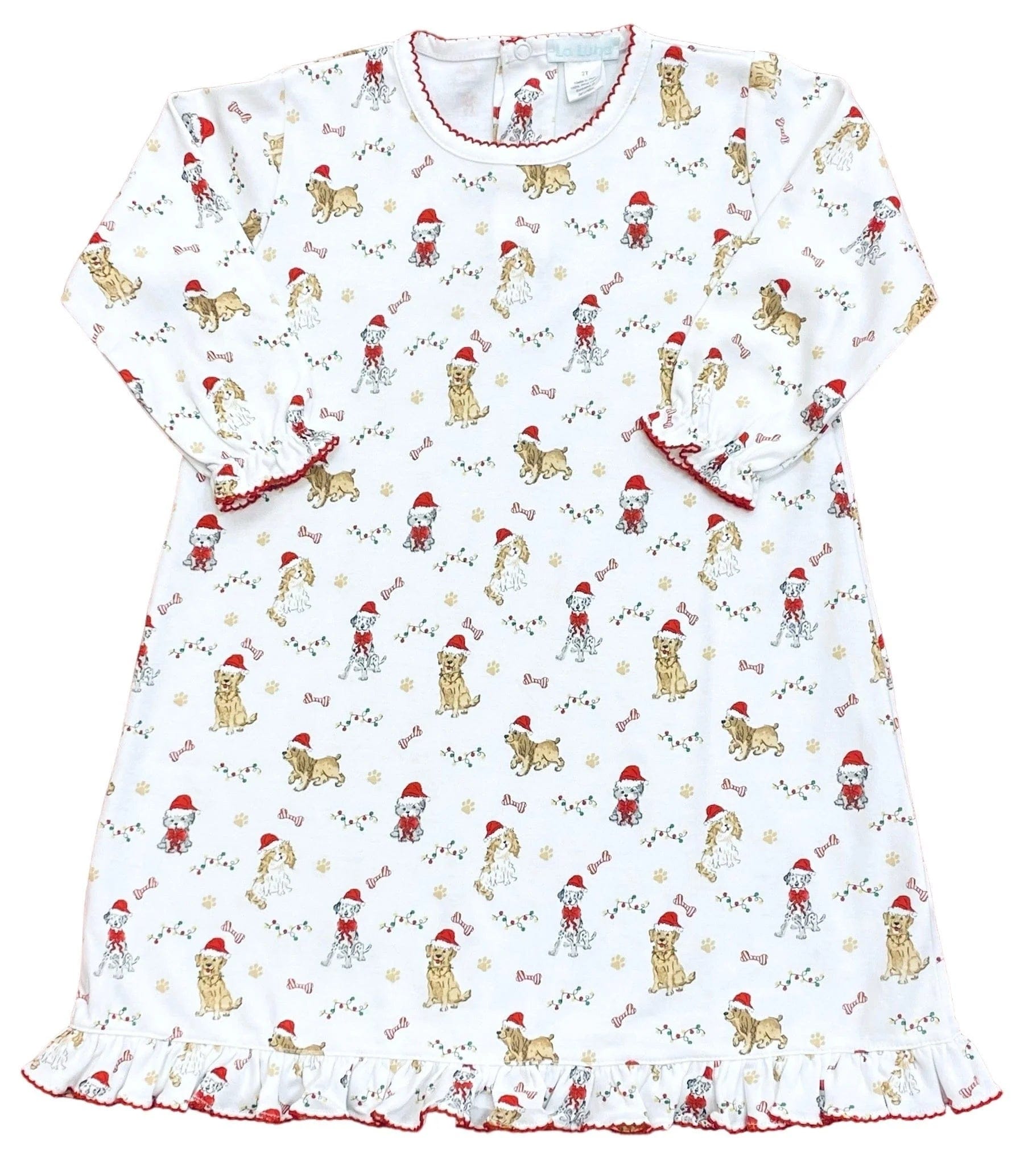 Lulu Bebe Lulu Bebe Santa Puppies Pima Gown - Little Miss Muffin Children & Home