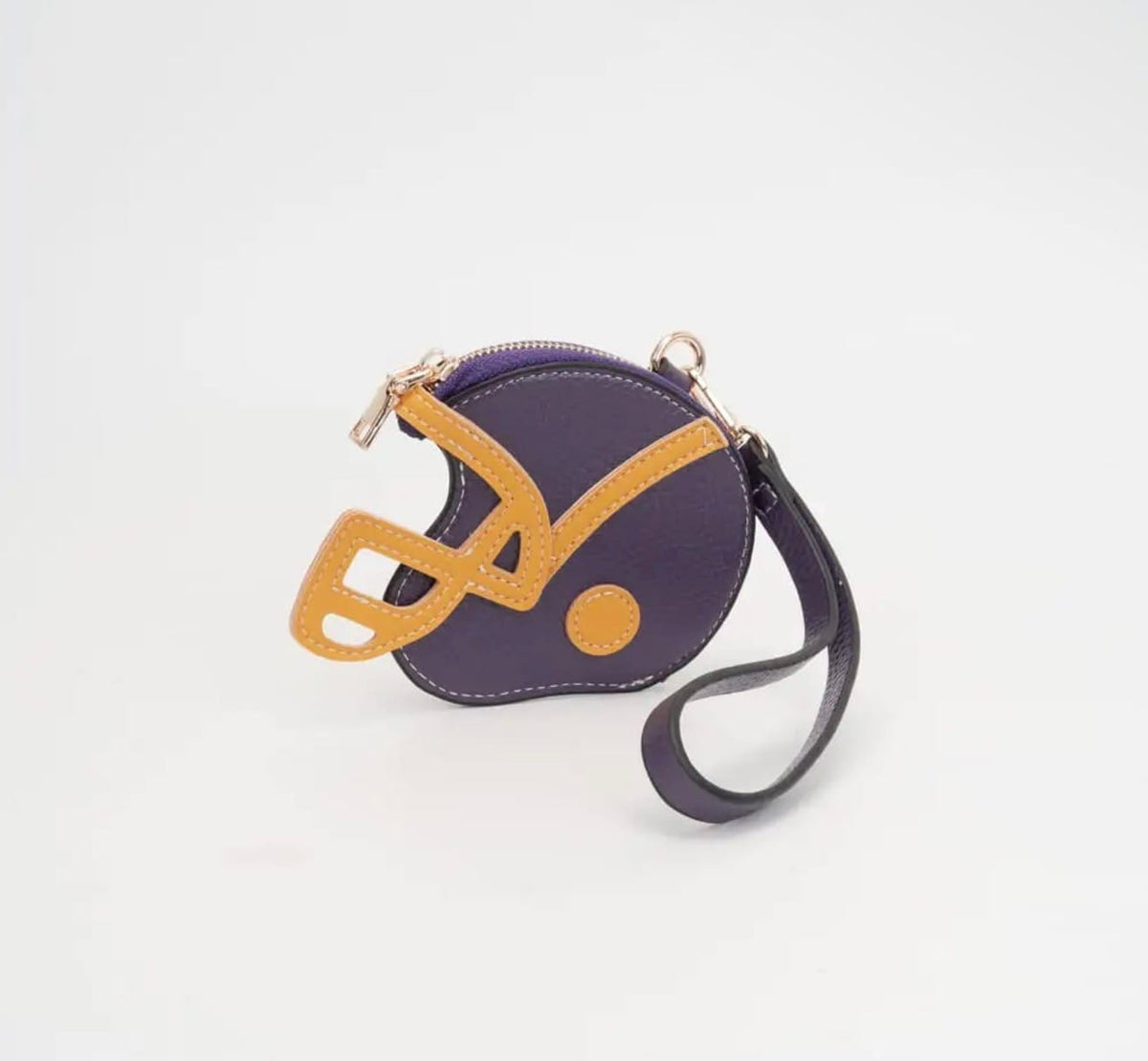 Purple and gold helmet coin purse