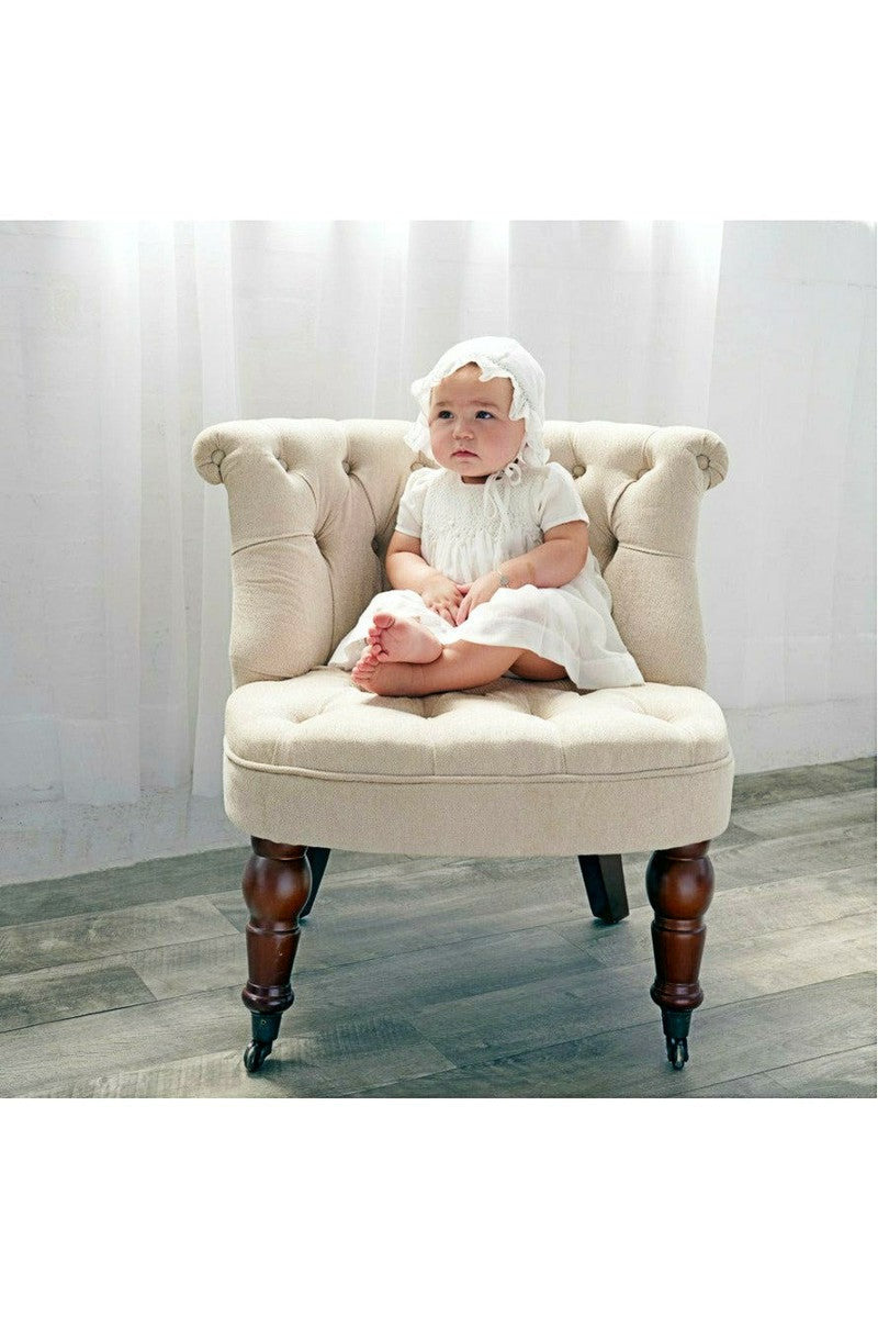 Baby Girl Special Occasion Christening Voile Dress with Bonnet