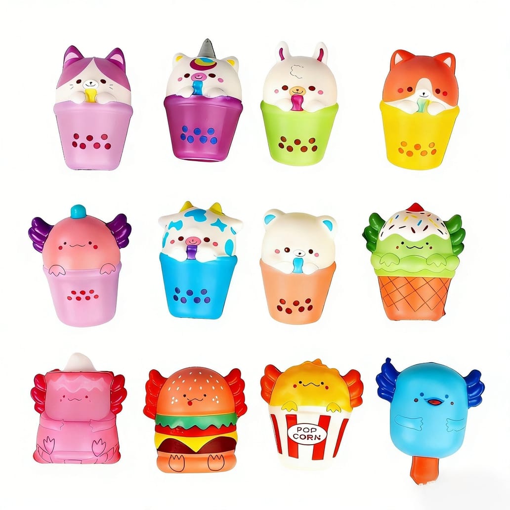 Cupcake Cartoon Food Squishy Slow Rising Stress Relief Fidget Toy, 1 Piece