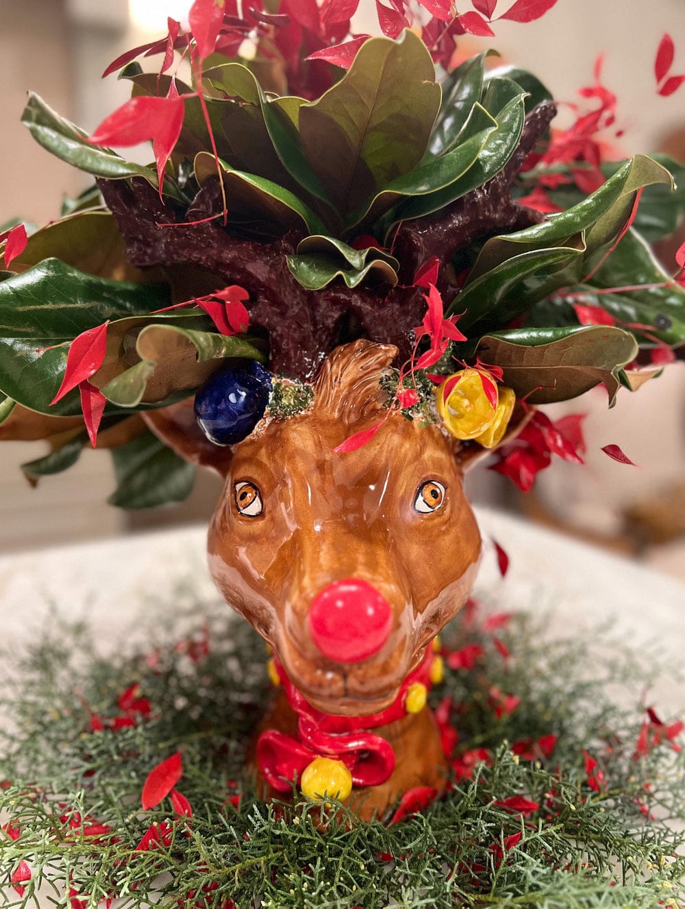Abigail's Hanz Handmade Ceramic Reindeer Head Vase, 18"