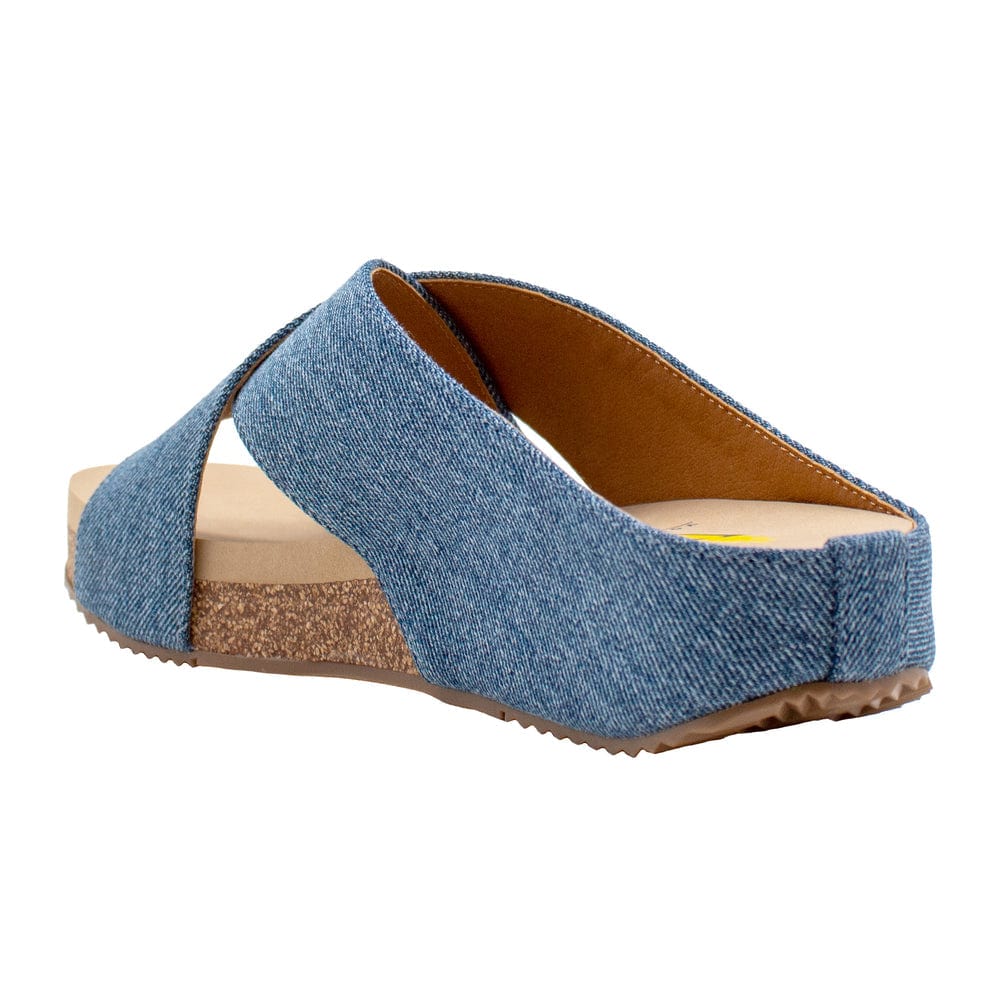 Volatile Volatile Ablette Linen Criss Cross Slide Sandals in Denim - Little Miss Muffin Children & Home