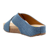 Volatile Ablette Linen Criss Cross Slide Sandals in Denim
