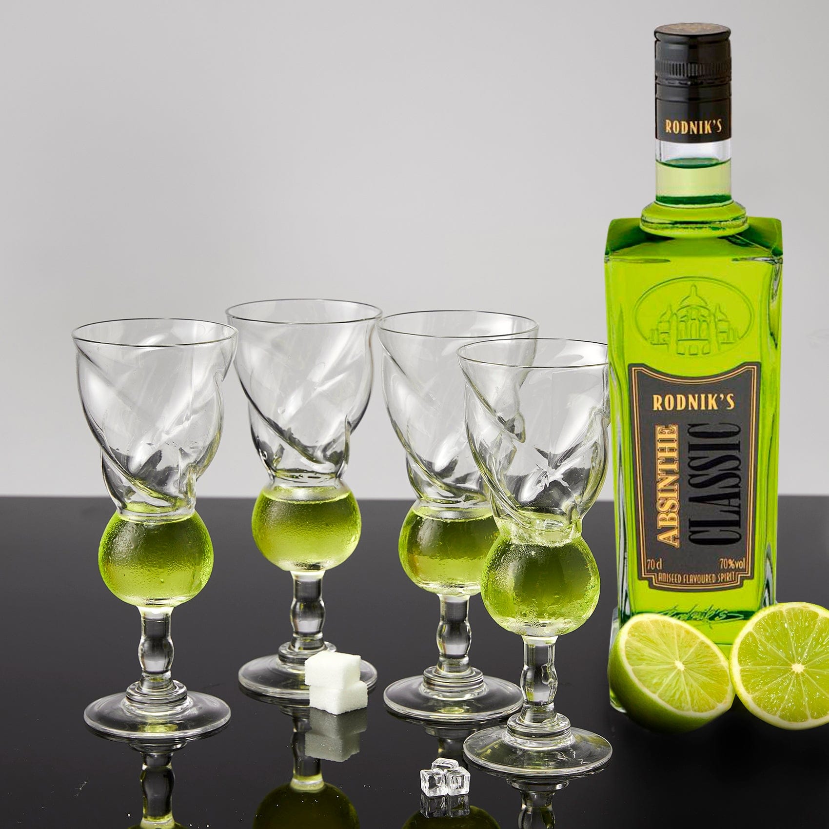 Absinthe Glasses 7.6oz Unique Shape, Set of 4