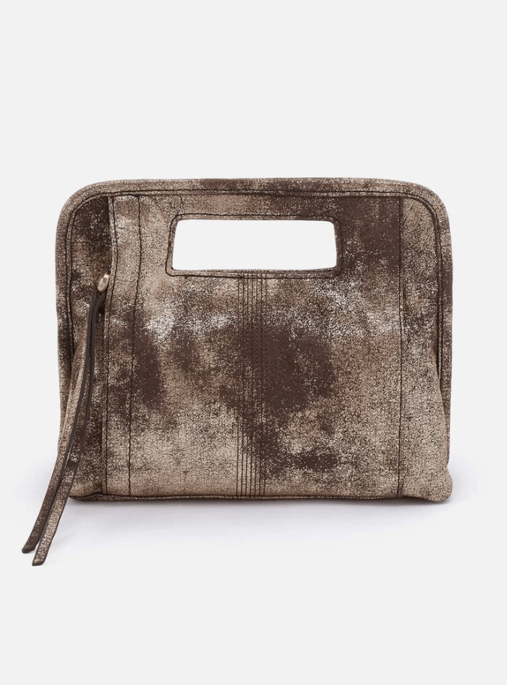 Ace Clutch Metallic Leather in Cocoa Platinum
