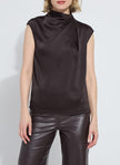 brown satin high neck blouse