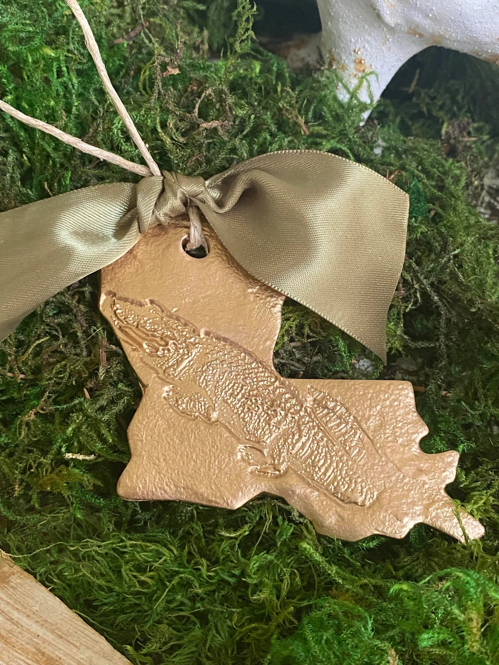 Rouge 225 Rouge 225 Hand Brushed Gold Leaf Louisiana Alligator Ornament - Little Miss Muffin Children & Home