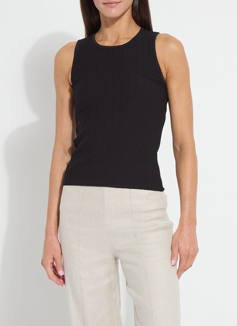 Andreia Ribbed Knit Tank in Black