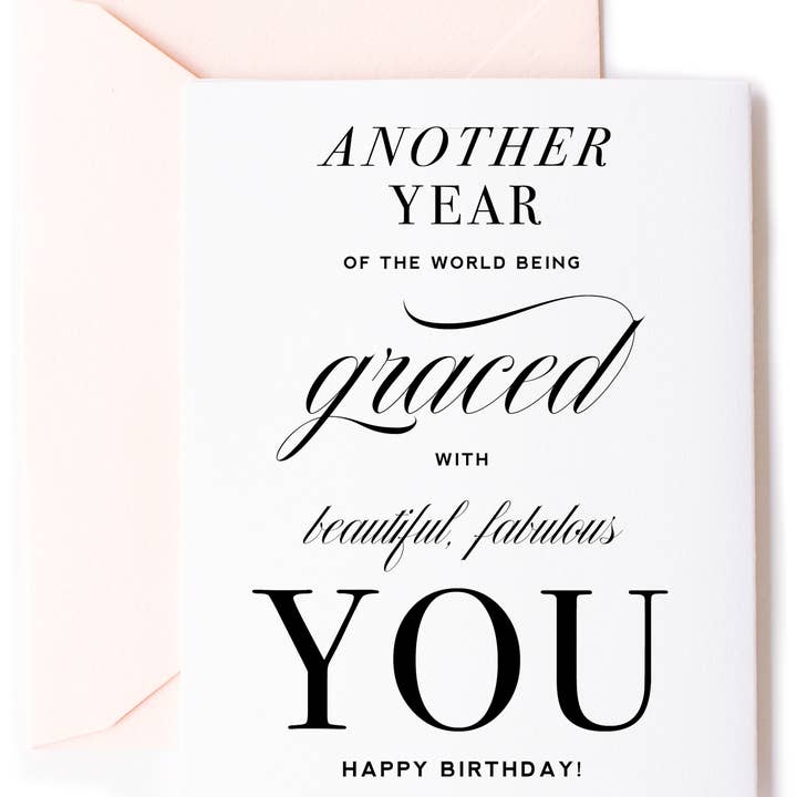 Another Year Graced, Sentimental Birthday Greeting Card Her