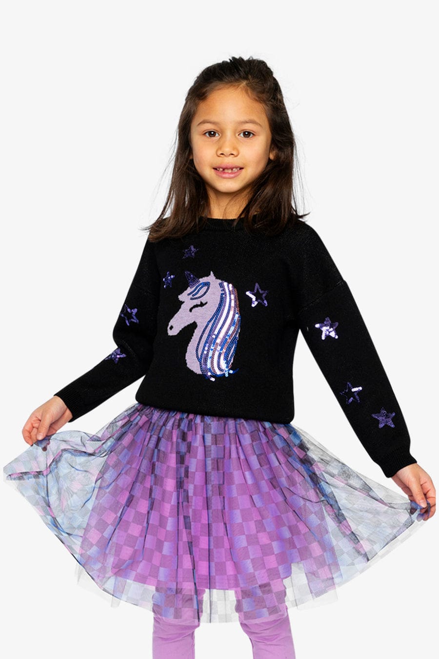 Anthracite Unicorn with Stars Knitted Sweater