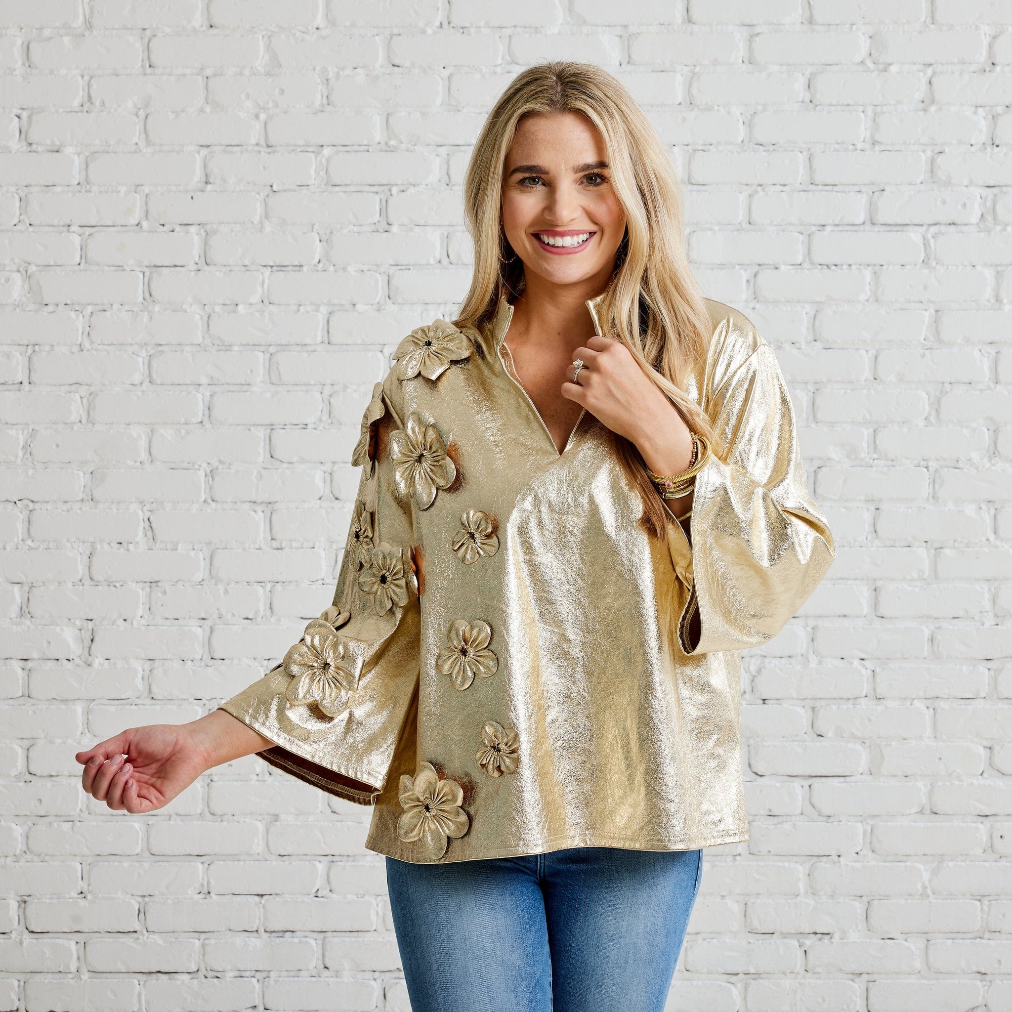 Caryn Lawn Caryn Lawn Audrey Vegan Leather Top Champagne - Little Miss Muffin Children & Home