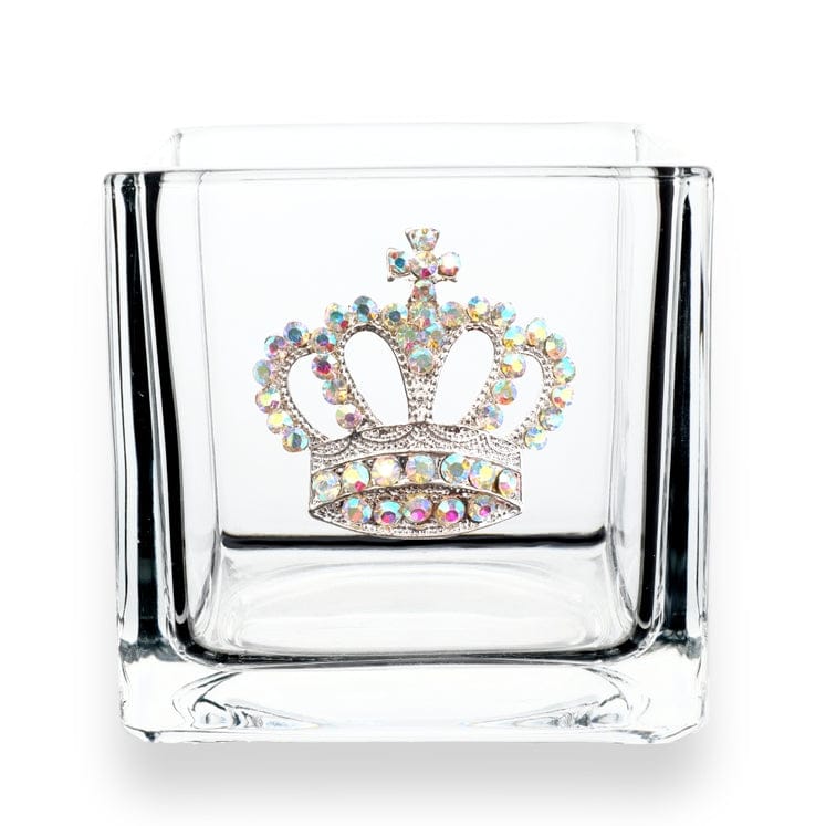 Aurora Borealis Crown Jeweled 4x4 Candle Holder Vase