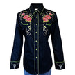 Rockmount Ranch Wear Women's Vintage Black Steer Longhorn & Floral Embroidered Western Shirt - Little Miss Muffin Children & Home