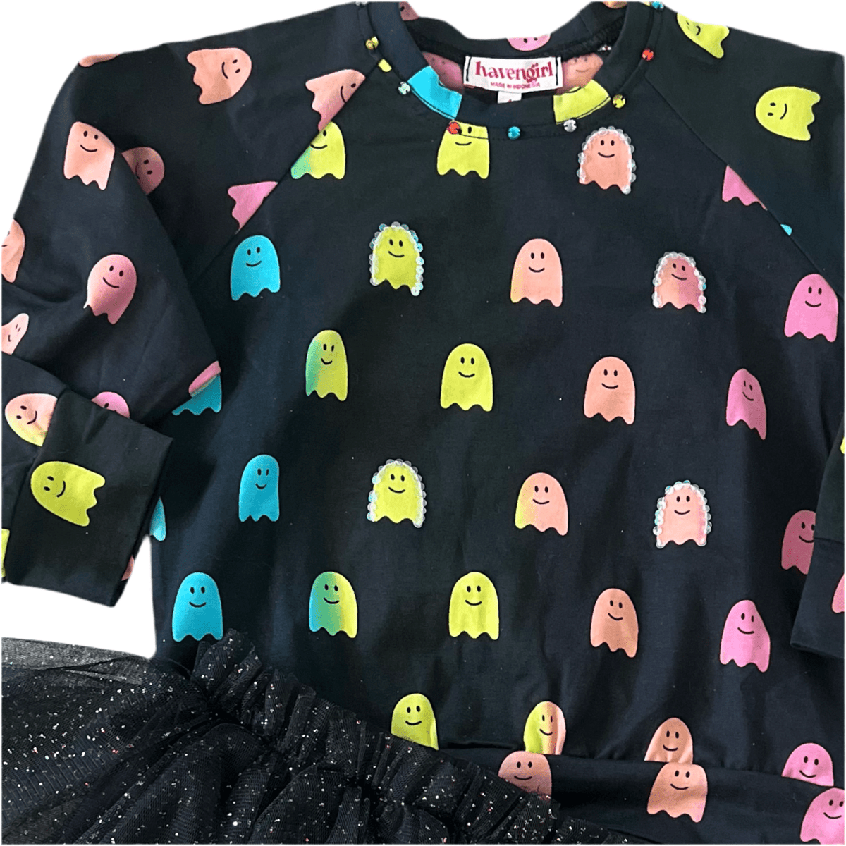 Multicolor sequin ghost sweatshirt for kids