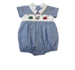 Noah Airplane Smocked White Collared Bubble