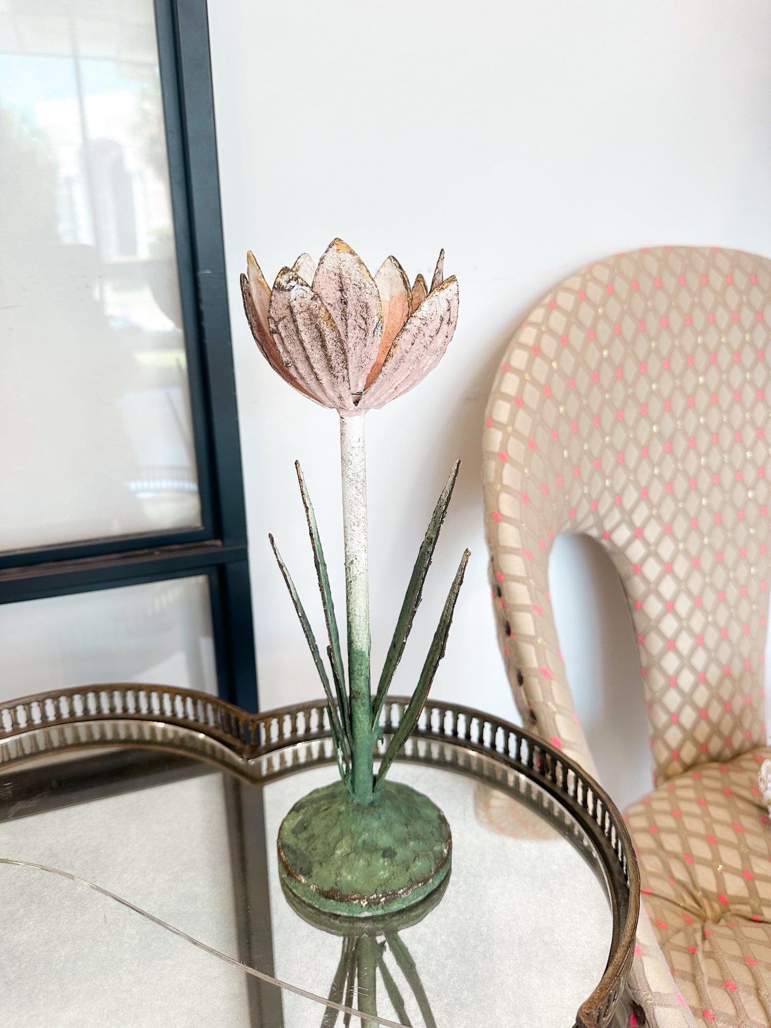 Creative Co-op Painted Metal Vintage Reproduction Toleware Flower Shaped Taper Holder, Distressed Finish, 3 Styles Available - Little Miss Muffin Children & Home