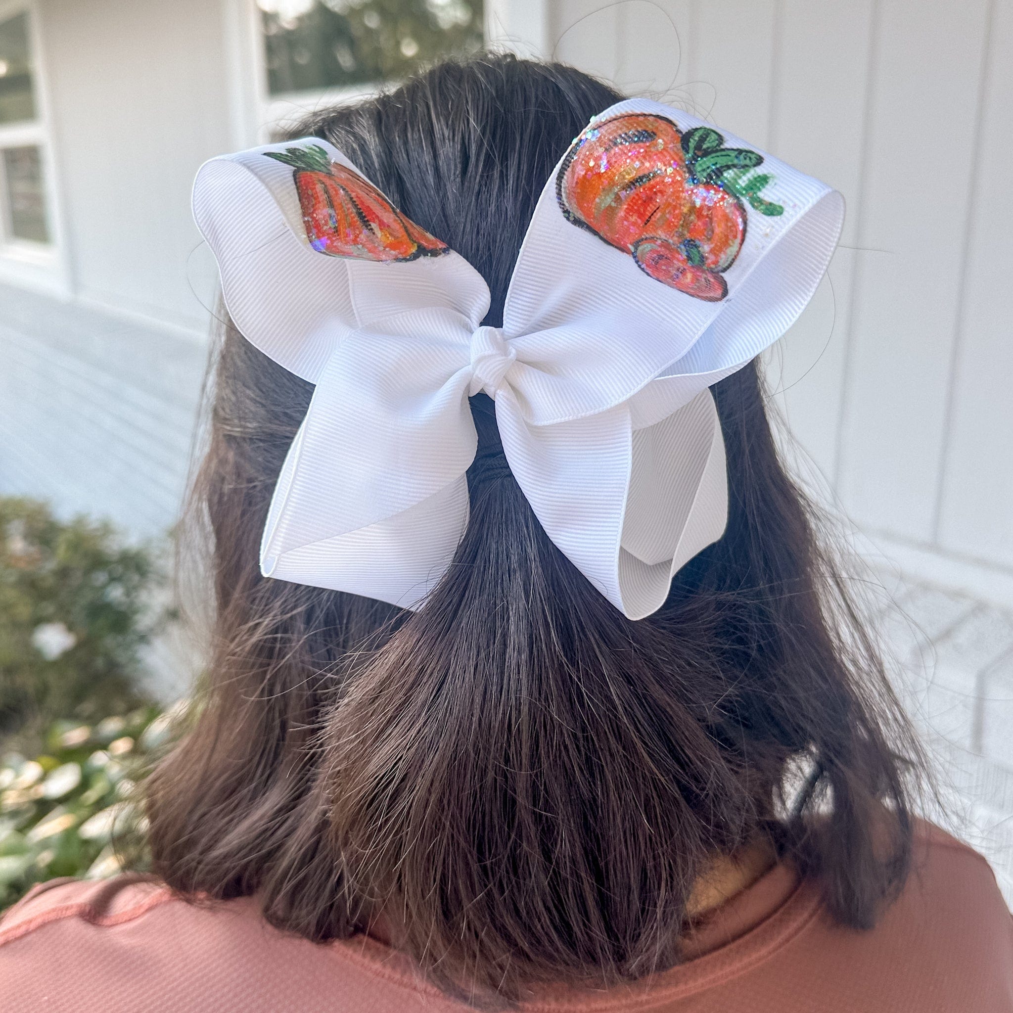 Heidi Davis Bows Fall Pumpkin Hand Painted Bow Double Glitter - Little Miss Muffin Children & Home