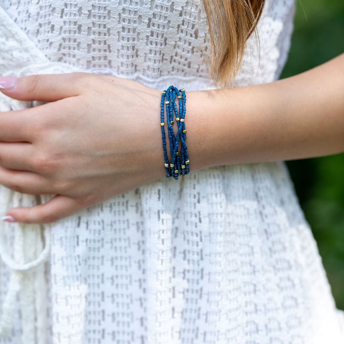 Anju Jewelry Seed-Bead Stretchy Bunch Bracelets – Striking Cerulean - Little Miss Muffin Children & Home