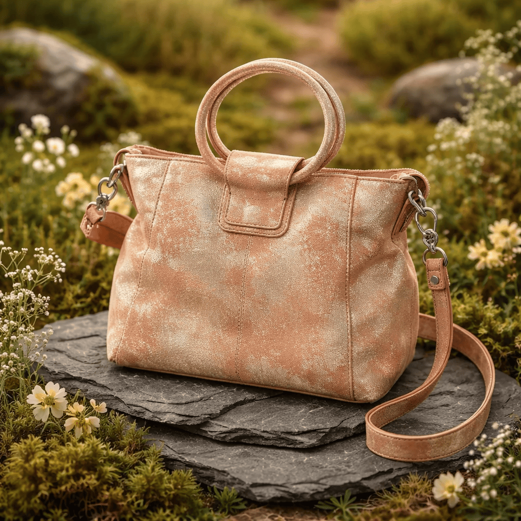 Sheila Medium Satchel In Metallic Leather Saddle Stardust