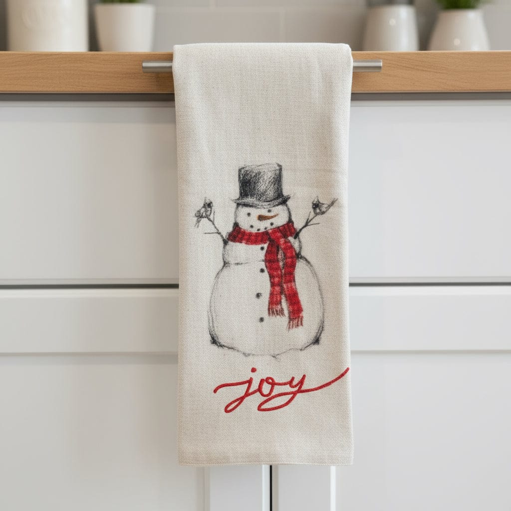 Cotton & Linen Tea Towel with Snowman/Santa Image, 4 Styles Available