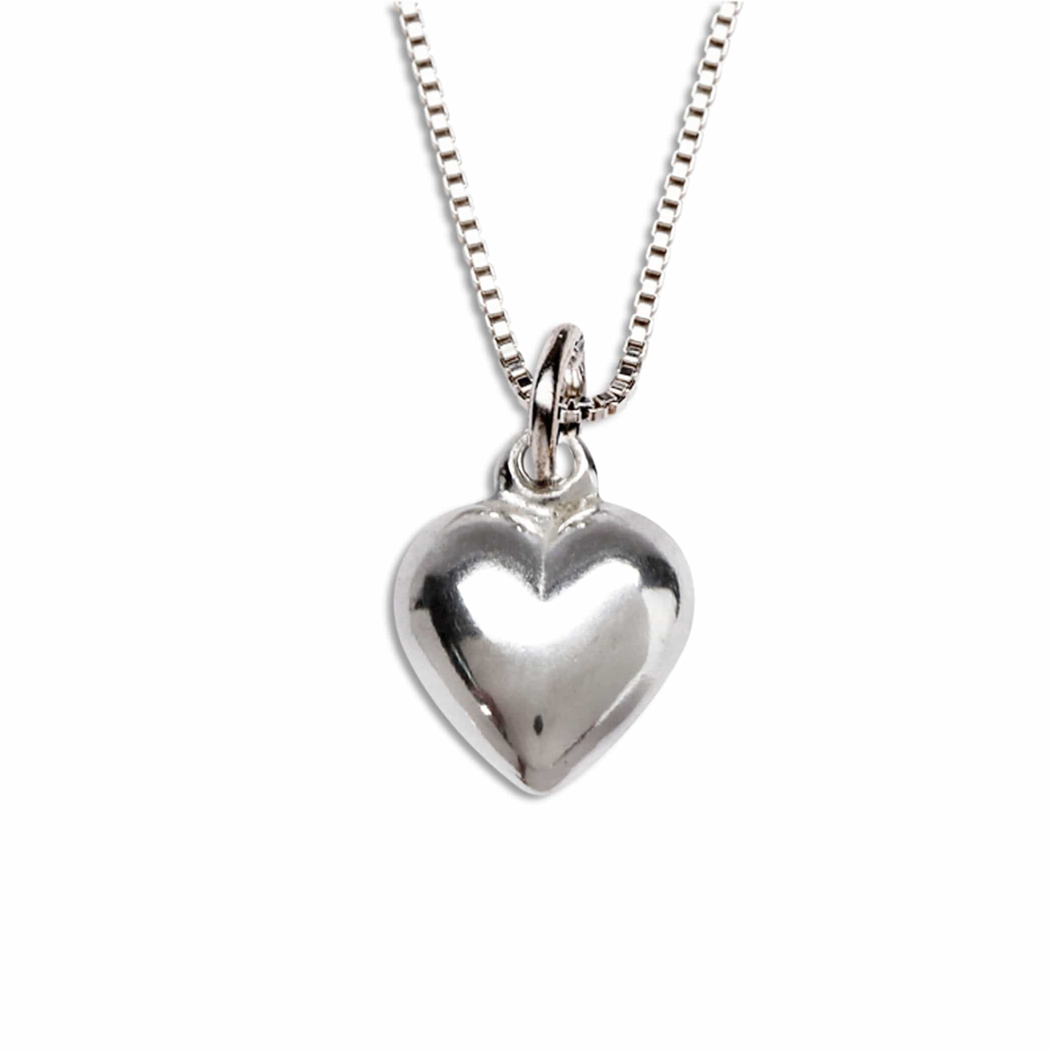 sterling silver girls puff heart necklace