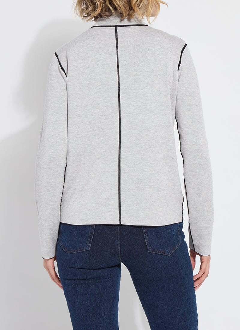 Lyssé Reversible Cashmere Zip-Up Cardigan – Black/Pearl Grey Melange
