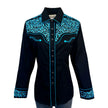 Rockmount Ranch Wear Women's Vintage Black & Turquoise Tooling Embroidered Western Shirt - Little Miss Muffin Children & Home