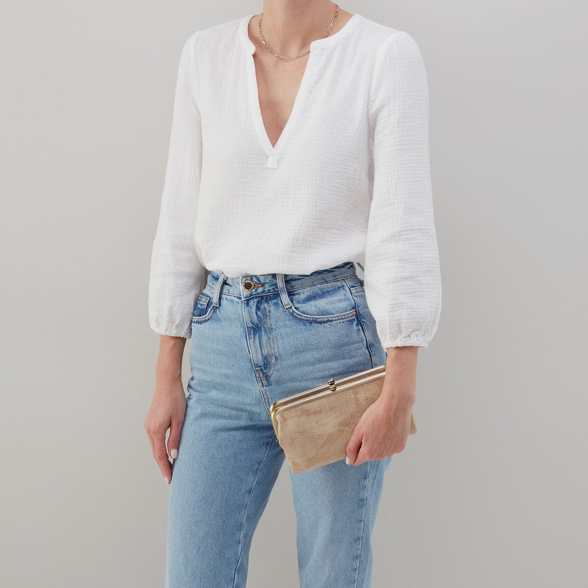 Hobo Lauren Clutch-Wallet in Metallic Leather - Gold Leaf - Little Miss Muffin Children & Home