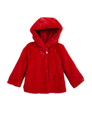 Mayoral Usa Inc Mayoral Faux Fur Hooded Coat in Cherry - Little Miss Muffin Children & Home