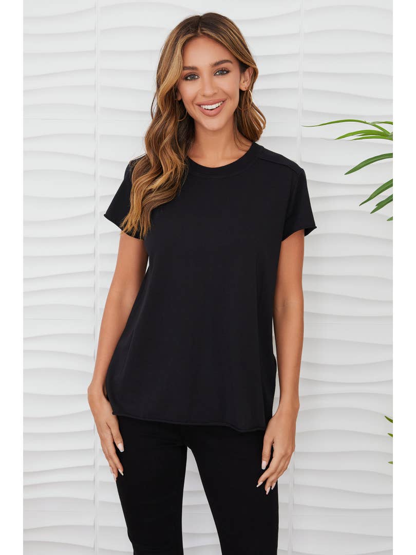 Back Seem Short Sleeve Tee in Black